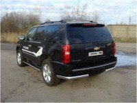 Пороги овальные с накладкой (TCC 120х60 мм) для Chevrolet Tahoe 2012-