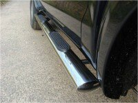Пороги овальные с накладкой (TCC 120x60 мм) для Toyota Hilux 2012-