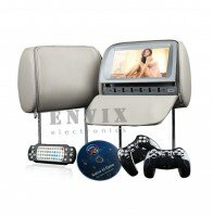 ПАРА 9-ТИ ДЮЙМОВЫХ ПОДГОЛОВНИКОВ С DVD И МОНИТОРАМИ ENVIX L0235 (СЕРАЯ КОЖА)